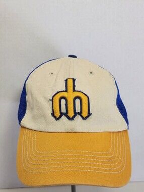 ’47 Seattle Mariners MLB Cooperstown Mesh Trucker Snapback Hat Blue/White/Yel OS